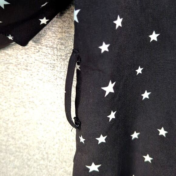 JOA J.O.A. BLACK STAR PRINT BELL RUFFLE SLEEVE BLOUSE SHIRT SZ S - Picture 3 of 10